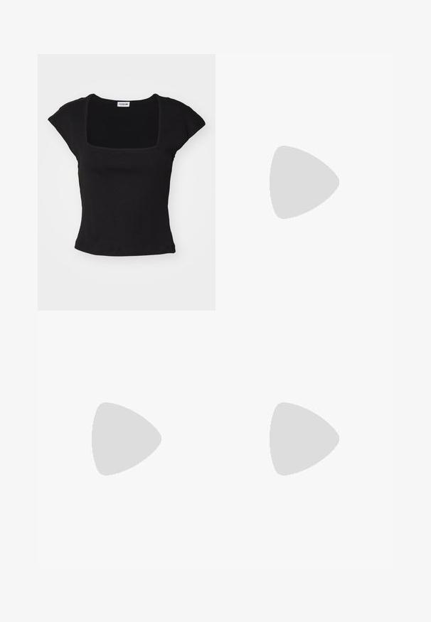 Black short-sleeve top with a square neck, made of soft fabric. Features a fitted design and smooth texture. No visible patterns or accents.; Gray sweatpants made of soft fabric, featuring a wide-leg design, elastic waistband, and side pockets. Simple and casual appearance.; Silver metallic sneakers with a smooth texture, round toe, and white rubber sole, paired with fitted blue jeans with faint stitching.; Gold heart pendant necklace layered with a delicate silver beaded choker, worn with a beige top. Skin is smooth and lightly illuminated.