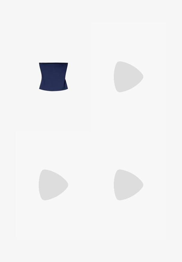 Navyfarbener, figurbetonter Trägershirt aus weichem, dehnbarem Material; hat ein schlichtes, nahtloses Design mit einem gleichmäßigen Saum am Boden.; Stradivarius FLOWING  - Shorts - black; Beige Rutsch-Sandalen mit offenen Zehen, flacher Sohle und dekorativen metallischen Kettenakzenten am Riemen. Glattes Material mit minimaler Textur.; Gucci UNISEX - Sonnenbrille - black/gold-coloured; Michael Kors Clutch in beige beschichtetem Canvas mit einem wiederholten MK-Logo-Muster, goldfarbener hardware und einem abnehmbaren Kettenriemen.