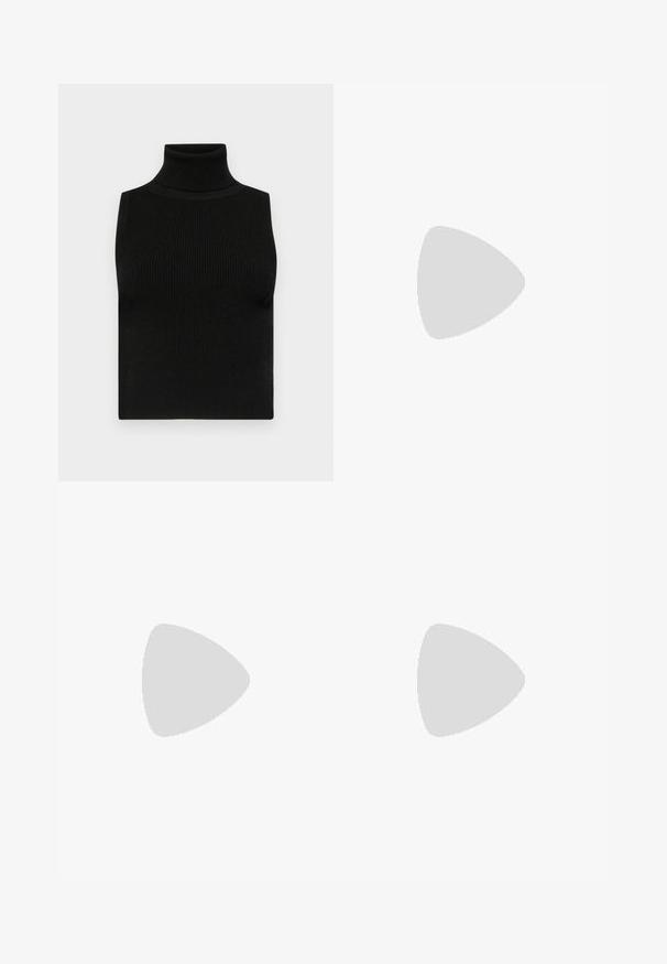 Haut sans manches noir avec col roulé, texture côtelée et coupe ajustée. Tissu lisse avec un col haut et sans embellissements supplémentaires.; Pantalons évasés noirs avec une texture lisse, une taille cintrée et des poches avant, conçus avec une silhouette moderne et élégante.; Chaussure slingback en cuir noir avec un bout pointu, un petit talon et une sangle ajustable dotée d'un accent en anneau doré. Texture lisse et design minimaliste.; MICHAEL Michael Kors NOLITA HOBO  - Sac à main - black