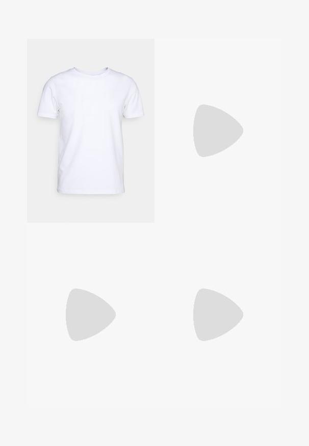 Camiseta blanca de manga corta en tejido de algodón con cuello redondo. Diseño simple sin patrones ni acentos. Textura suave.; Pantalones de algodón marrones con corte recto, con cierre de botón y bolsillos laterales, mostrados sobre un fondo blanco.; Zapatilla blanca de cuero con una superficie suave, punta redonda y diseño minimalista. Presenta acentos en beige en el talón y una suela de goma.; Bufanda verde oscuro hecha de una tela suave, con un diseño limpio y bordes flecados para añadir textura.