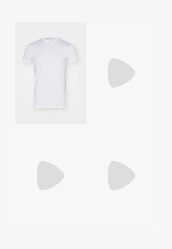 White cotton t-shirt with a crew neck, short sleeves, and a smooth texture. No patterns or additional accents present.; Navy blue joggers made of soft cotton blend fabric, featuring an elastic waistband with drawstring, tapered leg design, and cuffed ankles.; White sneaker with suede accents, rounded toe, flat laces, and a cream rubber sole. Features green branding on the heel.; Olive green nylon shoulder bag with two front zippered pockets, textured stripes, and an adjustable strap. Silver hardware accents.