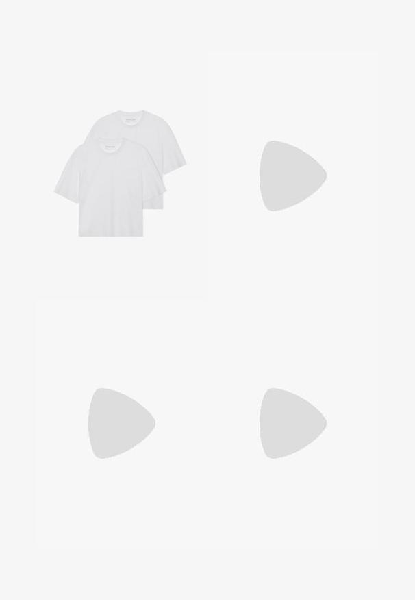 Weiße Baumwoll-T-Shirts, Rundhalsausschnitt, kurze Ärmel, etwas lockere Passform, glatte Textur, Doppelpackung, minimalistisches Design.; Weiße, knieumspielende Rock mit elastischem Bund, der ein fließendes Design und einen leichten Stoff aufweist, der sanft fällt. Keine sichtbaren Muster.; Schwarze Lackleder-Stiefelette mit spitzem Schuhmacher, silbernen Hardware-Akzenten und einem dekorativen Riemen mit Ösen. Mit einem mittelhohen Absatz.; Schwarz- und cremefarbener Stoff mit floralem Muster und glatter Textur, der stilisierte Blätter und Sterne zeigt und elegant mit sanften Falten fällt.; Schwarze Lederhandtasche mit trapezförmiger Form, ausgestattet mit einem erhöhten Adidas-Logo-Design und einem dünnen Schultergurt. Reißverschlussöffnung an der Oberseite.