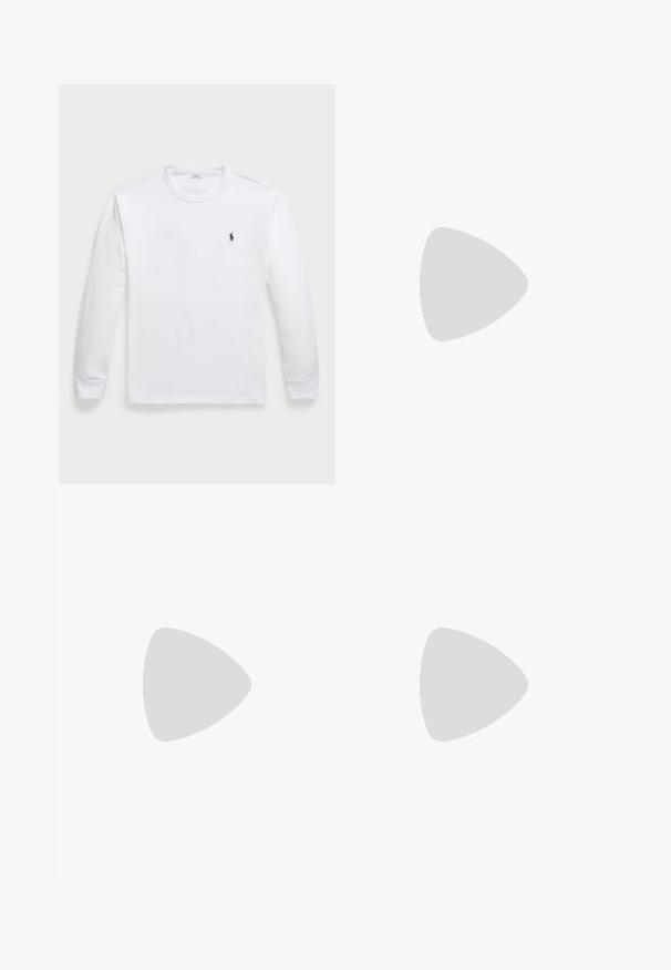 Ilgų rankovių baltas T-shirt, pagamintas iš medvilnės, turi apykaklę ir mažą tamsiai mėlyną logotipą kairėje krūtinės pusėje. Sklandus tekstūros, paprastas dizainas.; Juodo kanapinio audinio kelnių modelis, turintis laisvą siluetą, su elastingu juosmeniu ir raiščiu, bei šoninėmis kišenėmis. Audinys turi išilginę tekstūrą.; JOOP! KLEITOS - Įmautiniai batai - brown; Tamsiai mėlynas šalikas su pilka grafika, vaizduojančia polo žaidėją ant žirgo, su pūkuotais kraštais.