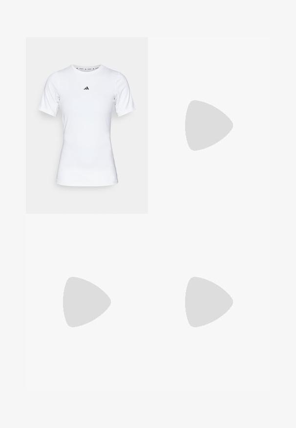 Λευκό αθλητικό μπλουζάκι με κοντά μανίκια, φτιαγμένο από λείο, ελαστικό ύφασμα. Διαθέτει το μικρό μαύρο λογότυπο της Adidas στο στήθος.; Μαύρες αθλητικές σορτς με ελαστική μέση, εσωτερικό κορδόνι και πλαϊνές σχισμές. Κατασκευασμένες από απαλό, ελαφρύ ύφασμα.; Λευκό αθλητικό παπούτσι με suede και δερμάτινες λεπτομέρειες σε μπεζ και κρέμα. Διαθέτει χοντρή λευκή σόλα, κορδόνια και λογότυπο στη φτέρνα.; Καμβάς τσάντα ώμου σε ανοιχτό μπεζ χρώμα με δύο ανθεκτικές λαβές, αντίθετη λευκή περιγραφή και λογότυπο "THE NORTH FACE" σε μαύρο χρώμα στο μπροστινό μέρος.