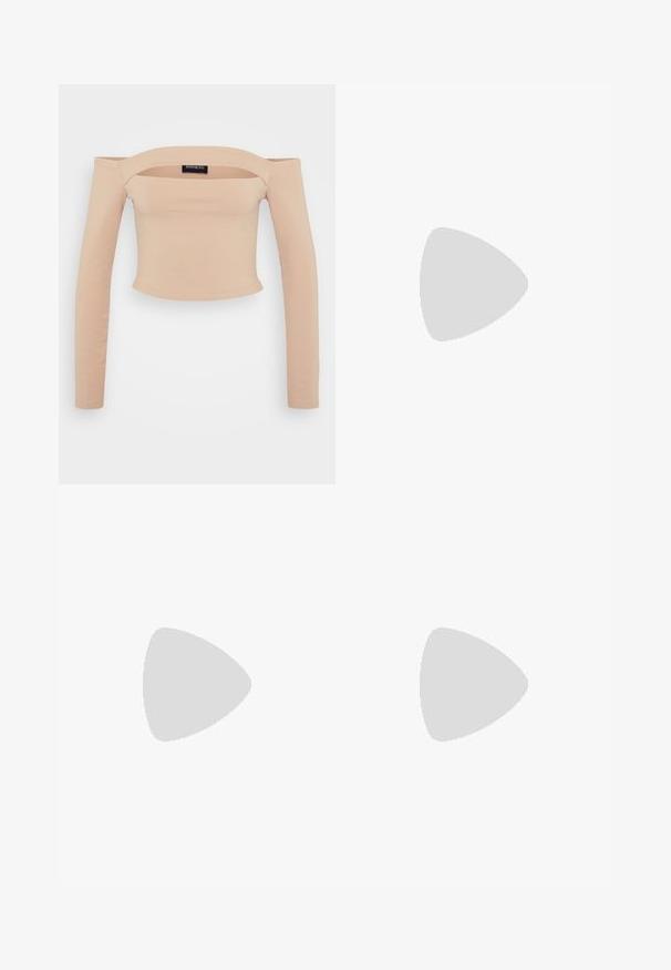 Béžový top s odhalenými ramenami, skrátená dĺžka, dlhé rukávy, hladký bavlnený materiál, priliehavý strih, minimalistický výstrih, viditeľná nálepka vo vnútri.; Pruhované krémové legíny s priliehavým pásom, rozšíreným lemom na spodnej časti a jemnou pletenou textúrou.; Anna Field Členkové čižmy - white; CHPO ZEBBE UNISEX - Okuliare s filtrom modrého svetla - transperent