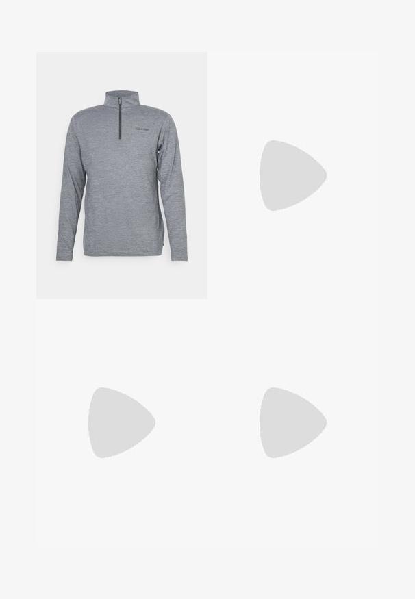 Gray pullover with a high collar and short zipper. Features long sleeves and subtle textured fabric. Calvin Klein logo printed on chest.; Black trousers with a smooth fabric, featuring front pleats, a button waistband, and tapered ankle cuffs. Classic tailored silhouette.; Men’s black leather penny loafer with chunky sole and moc toe stitching, shown in profile on white background.; Cat-eye sunglasses with dark lenses and a tortoiseshell pattern. Made from lightweight plastic, featuring slender temples and logo detail.