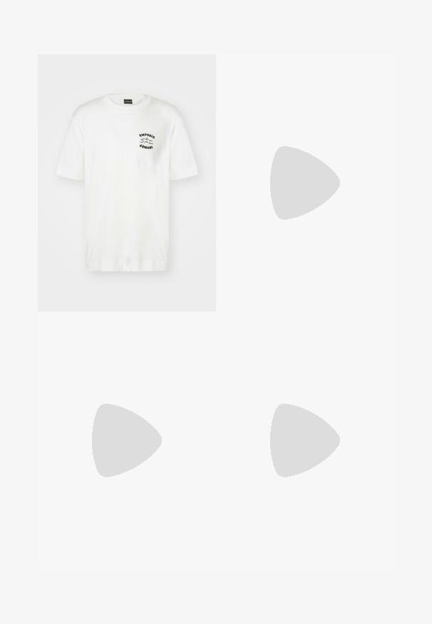 White cotton t-shirt with a crew neck and short sleeves. Features a black embroidered logo on the left chest. Smooth texture.; rag & bone FIT AUTHENTIC STRETCH - Slim fit jeans - mottled dark blue; White low-top sneakers with a textured leather upper, cream ridged sole, and a tan heel accent. Features white laces and logo detail on heel.; Black nylon shoulder bag featuring a contrasting strap, sleek rectangular shape, logo detail, and a zipper pocket on the front.