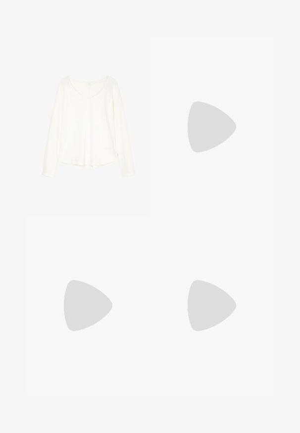 Marc O'Polo DENIM LONG SLEEVE V NECK - T-shirt à manches longues - scandinavian white; Urban Classics Pantalon classique - softtaupe; Bosanova Mules à talons - black; Urban Classics SUNGLASSES TERESSA UNISEX - Lunettes de soleil - black