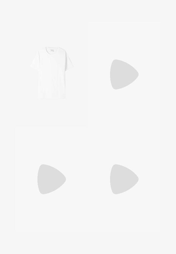 White cotton T-shirt with short sleeves, crew neck, and a relaxed fit. Smooth texture, no patterns or graphics, minimal branding on the label.; Brown wide-leg jeans made of denim, featuring metal button and zipper closure, five pockets, and contrast stitching.; Timberland AUTHENTIC 3 EYE - Lace-ups - burgundy; Silver metallic Casio quartz watch featuring a rectangular face, analog and digital displays, water-resistant label, and a linked metal strap.