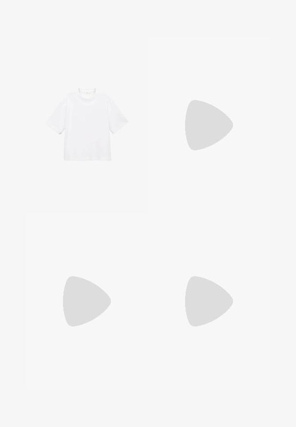 Biely bavlnený tričko s krátkym rukávom a okrúhlym výstrihom. Jednoduchý dizajn, voľný strih, hladká textúra. Žiadne vzory ani akcenty nie sú viditeľné.; Biele ľanové kraťasy so záhybmi, gombíkovým zapínaním a bočnými vreckami. Disponujú strihaním na mieru a hladkým povrchom.; Čierna kožená členková čižma s špicatou špičkou, štvorcovým podpätkom, hladkou textúrou a šitými detailmi pozdĺž švov. Výška podpätkov je približne 3,5 palca.; Hnedá semišová taška s pevným tvarom, vybavená dvoma uchami, trojuholníkovými výrezmi a zipsovým uzáverom na vrchu.