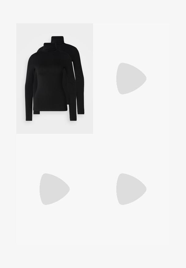 Černé dlouhé rukávy roláky vyrobené z hladké, elastické látky. Vybavené přiléhavými rukávy a klasickým vysokým límcem. Součástí jsou dva kusy.; Levi's® XL SKIRT - Denimová sukně - square circle; Béžové kožené lodičky s špičatou špičkou, malou mašlí na přední straně a čtveratým nízkým podpatkem. Hladký povrch s minimálním prošíváním.; Hnědá semišová kabelka s uvolněným tvarem, zdobená zelenými květinovými aplikacemi a světlými akcenty. Dvě pevné ramenní popruhy.