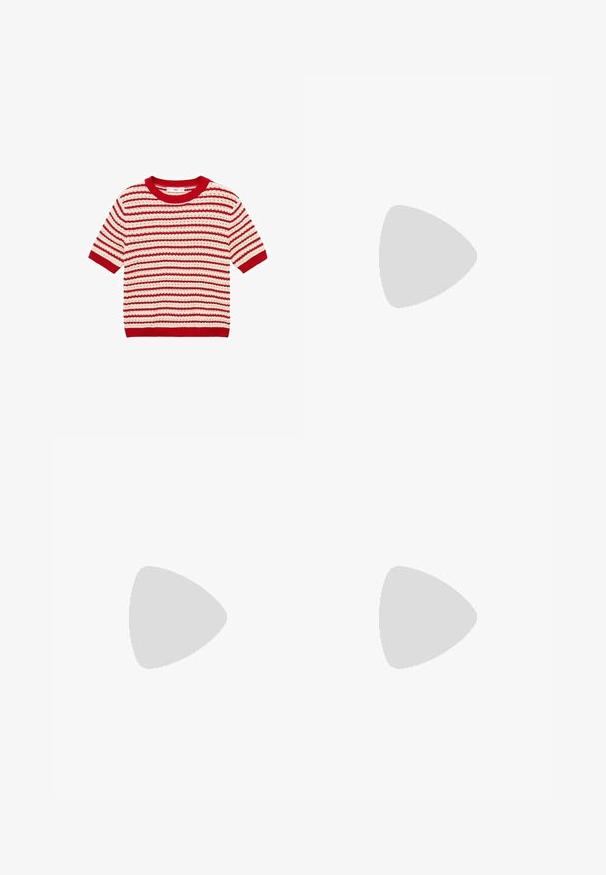 Mango MIMOI - Print T-shirt - red; Mango HIGH-WAISTED - Denim shorts - light blue; Nike Sportswear CORTEZ - Trainers - white/picante red/sail summit white; Pilgrim EANNA  HOOP - Earrings - silver plated