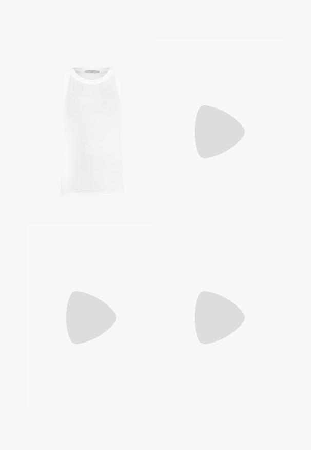 Hvid ærmeløs tanktop lavet af ribbet stof, med rund halsudskæring og sømløse kanter for en glat pasform.; Bredde ben bukser i en mørkebrun stof med et livligt blomstermotiv og blade i nuancer af grøn, rød og fersken. Blødt, let materiale.; Hvide lavtoppede sneakers med sort hælkænke, platformssål, snørebånd og Calvin Klein "CK" logo på siden.; Calvin Klein STATEMENT LINKS - Øreringe - silver-coloured