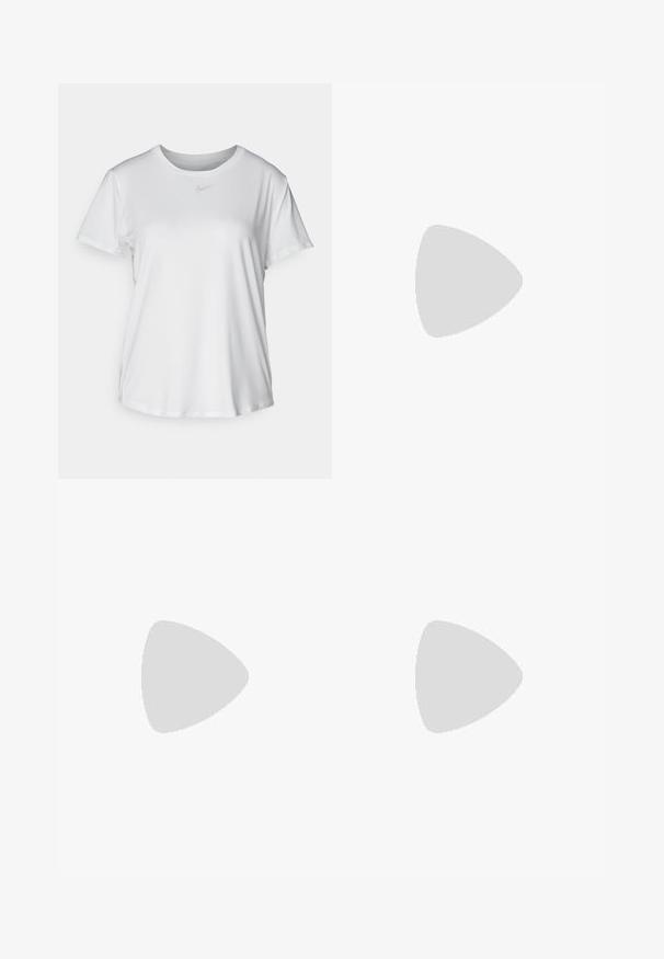 T-shirt blanc à manches courtes en tissu lisse, avec un col rond et un petit logo Nike gris sur la poitrine.; Shorts de sport roses avec une ceinture respirante, dotés de poches latérales et d'un petit logo Nike noir sur le côté gauche. Tissu lisse.; Chaussure à talon haut avec un bout pointu, surface blanche ornée d'un motif floral rouge et un talon élancé. Fini texturé.; Lunettes de soleil teintées de jaune avec un design enveloppant, monture transparente, forme angulaire et fines branches avec de petites encoches.