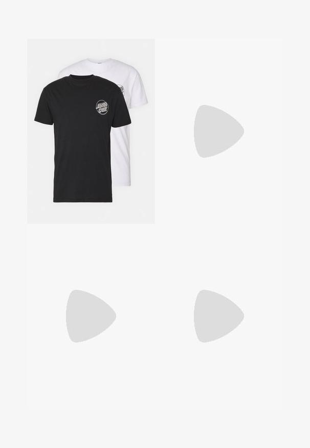 Santa Cruz OPUS DOT CHEST UNISEX 2 PACK - Print T-shirt - black/white; Stan Ray DOUBLE KNEE PANT - Workwear Jeans - olive; Vans LOWLAND UNISEX - Trainers - white; Pier One by Zalando 2 PACK - Necklace - silver-coloured