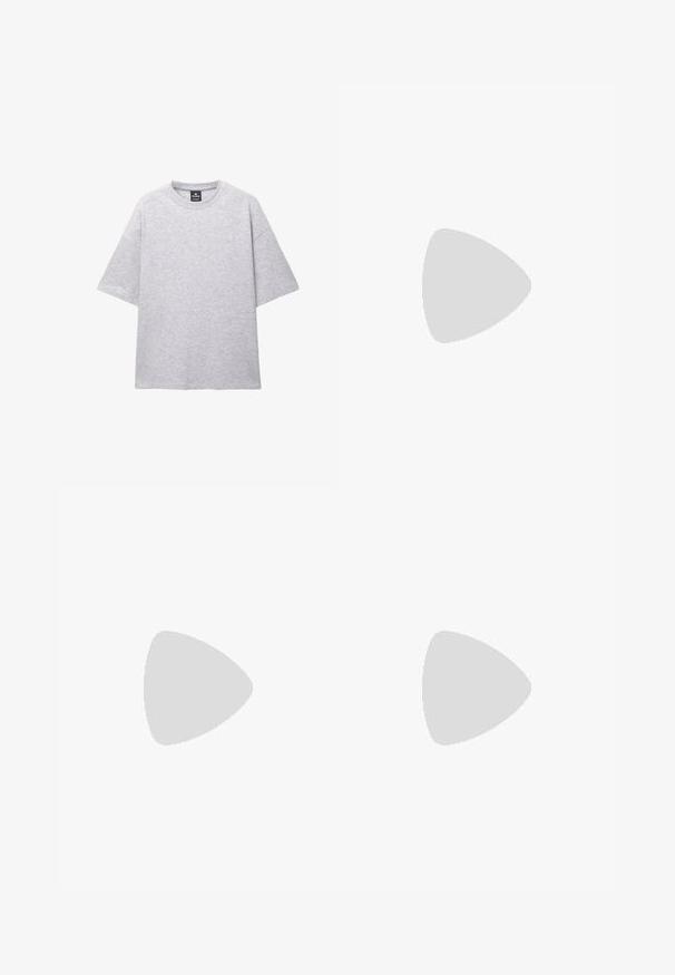 PULL&BEAR BOXY FIT  - T-shirt basic - light grey; Bershka BERMUDA  - Pantaloni sportivi - black; Puma SPEEDCAT - Sneakers basse - whisp of pink/white; Bandane in bianco e nero con motivo paisley, realizzate in tessuto leggero con estremità annodate per uno stile regolabile.