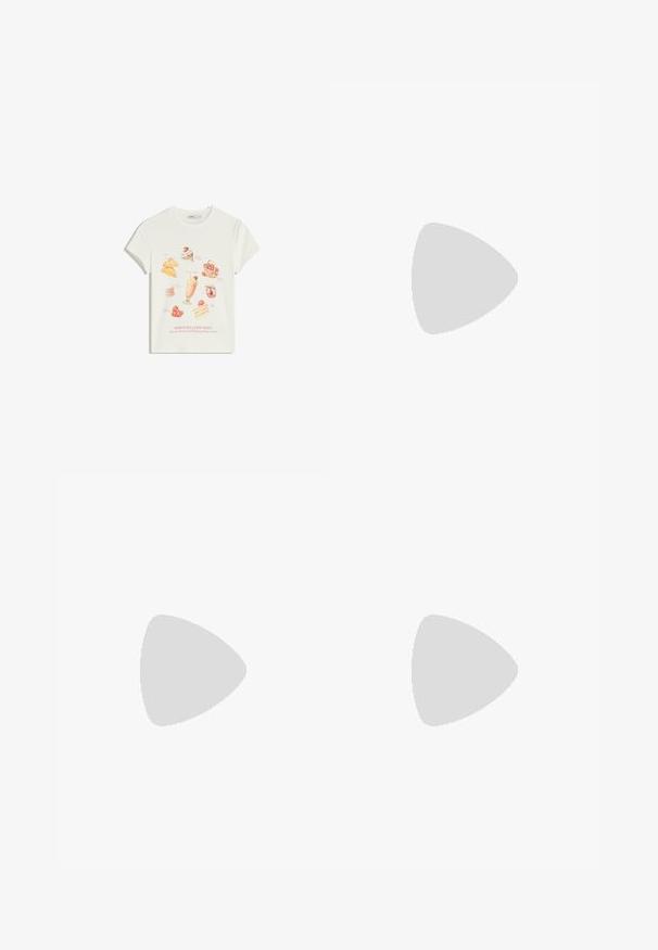 T-shirt in cotone bianco con illustrazioni di dessert colorate, inclusi gelato e torte, con il testo "SERIOUSLY GOOD TIMES" stampato sotto.; Jeans in denim azzurro chiaro con una vestibilità ampia, caratterizzati da una finitura sbiadita, due tasche frontali e una chiusura con bottone in vita.; Stivali alla caviglia in pelle tan con punta arrotondata, accenti marroni, suola spessa e piattaforma, e lacci gialli a contrasto. Presenta un logo sul lato.; Borsa da viaggio navy con logo Adidas bianco, dotata di apertura con zip, due resistenti manici neri e tasche laterali in rete. Tessuto morbido.