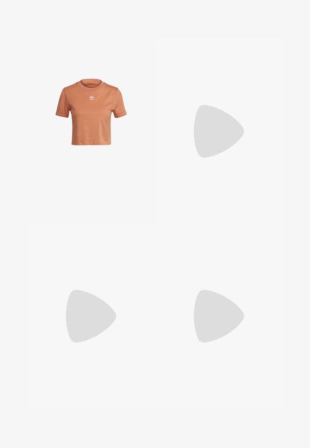 adidas Originals TOP ADICOLOR ORIGINALS REGULAR T-SHIRT - Apdrukāts T-krekls - hazy copper; Zaļas sporta bikses, kas izgatavotas no gluda, viegla materiāla, ar melnām sānu svītrām un izšūtu logotipu priekšpusē.; Pelēkie zīda kedu apavi ar rozā svītrām un zaļām auklām. Viegls gumijas zole. Valkāti ar zaļām sporta biksēm, kurām ir dzeltenas sānu svītras.; Zelta aviatora saulesbrilles ar gradientiem brūniem stikliem, metāla rāmī un brūnām plastmasas kājiņām. Gluda virsma, minimāla aparatūras detaļa.; Melnas ādas pleca soma ar izliekta formu, vienu siksnu, rāvējslēdzēja aizdari un smalku šuvju izšuvumu pa visu virsmu.