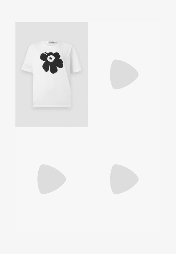 T-shirt en coton blanc avec un motif floral noir comprenant des pétales arrondis et un point central, manches courtes et col rond.; Jupe blanche mi-longue en tissu texturé, présentant un motif brodé avec des franges subtiles. Coupe droite et taille sans couture.; Botte noire montant en cuir texturé avec un large tige, bout rond et un talon bloc épais. Pas de matériel ou de motifs visibles.; Sac à main en cuir rouge à la forme arrondie et élancée. Il dispose d'une seule sangle réglable et d'une texture lisse avec des détails de couture subtils.