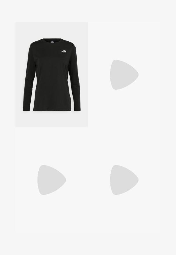 T-shirt preto de mangas longas, feito de algodão, com decote redondo. Apresenta um pequeno logótipo branco na área esquerda do peito. Design simples e ajuste confortável.; Calças de fato de treino bege feitas de um tecido macio em mistura de algodão. Apresentam uma cintura elástica e punhos afunilados para um ajuste descontraído.; Sapatilha atlética beige e creme com parte superior em malha texturizada, sobreposições de suporte e sola de borracha com um padrão de cravo para tração.; The North Face SUNRISER RUN BELT UNISEX - Bolsa de cintura - black/white