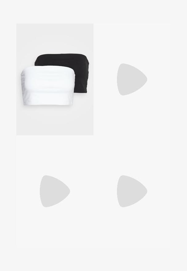 Two strapless crop tops in black and white, made from stretchy cotton fabric. Smooth texture with a simple design and no visible seams.; Leopard print flared pants in gray and black, made from stretchy fabric. Features a fitted waist and wide flared bottoms for a relaxed fit.; White athletic shoes with a mesh upper, textured design, rounded toe, padded collar, and rubber sole with a black accent.; Silver hoop earrings with a star-shaped charm featuring a central rhinestone; includes a second pair of plain silver hoops.