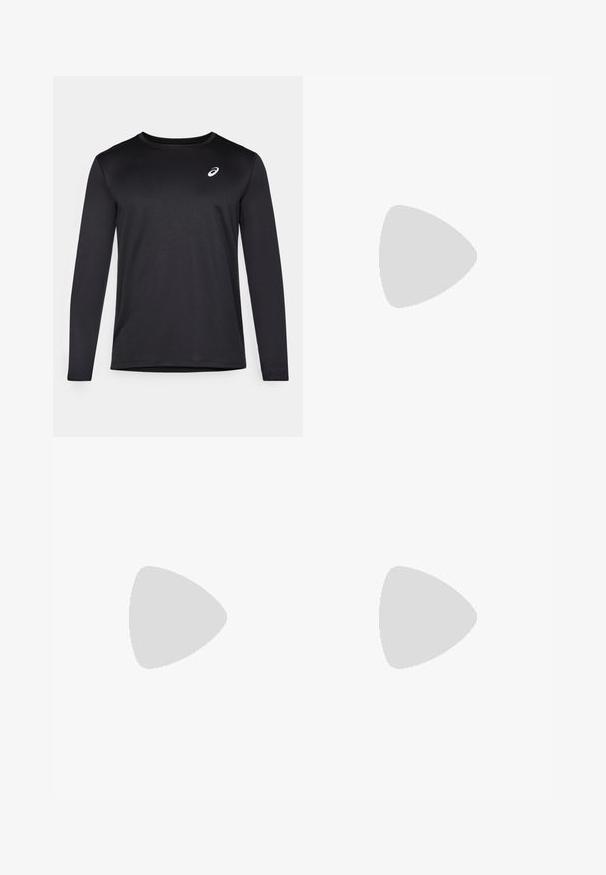 Maglietta sportiva nera a maniche lunghe realizzata in tessuto testurizzato, con scollatura tonda e un piccolo logo sul petto.; Pantaloni sportivi neri realizzati in materiale elastico, caratterizzati da una vestibilità aderente, un design lungo fino al ginocchio e un piccolo logo bianco sul lato inferiore.; Scarpe sportive nere realizzate in mesh e materiali sintetici, con una tomaia testurizzata, design con lacci e una suola imbottita con un tassello per il trasporto.; Occhiali da sole neri con finitura opaca, lenti rettangolari, leggero curvatura sulle tempie, dettaglio logo discreto e lenti color fumo.