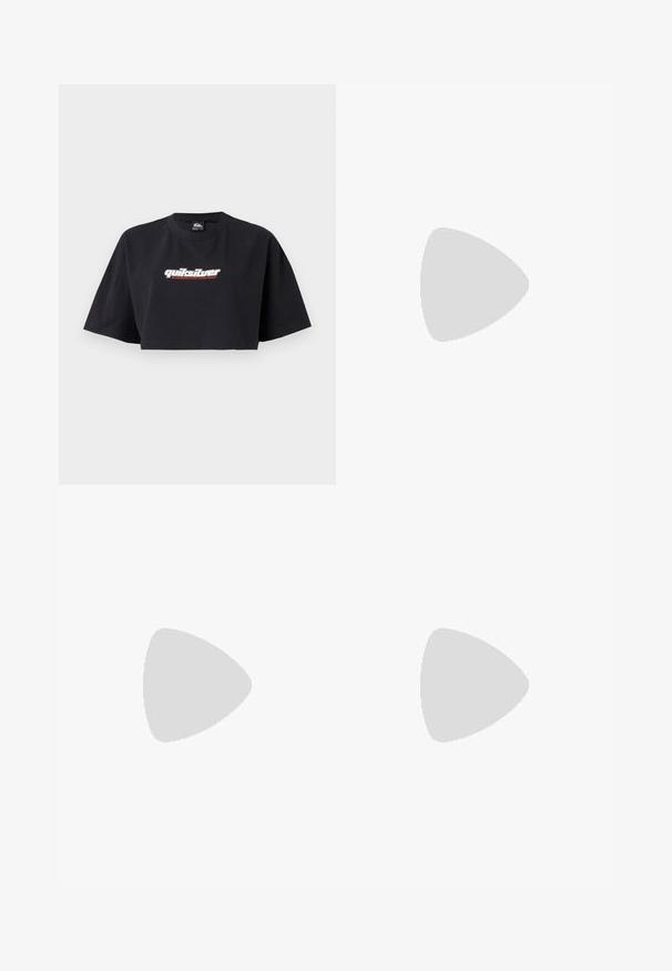 Mustikas lühikeste varrukatega t-särk, valmistatud puuvillast. Esiküljel on valges ja punases värvitoonis "Quiksilver Boarding Company" logo.; Tumesin laiad püksid elastse vöökoha ja nööridega detailiga, valmistatud pehmest ja kergest kangast. Lihtne, voolav disain ilma kaunistusteta.; Kreemi valge tennis toss, mille beez tald, must "V" logo küljel, paelad ja must kanditab, millel on valged tähed.; Kaks ümmargust päikeseprilli, millel on helesinised poolläbipaistvad raamid ja tumehallid objektiivid, sirged tempud ja minimaalsete detailidega riistvara.