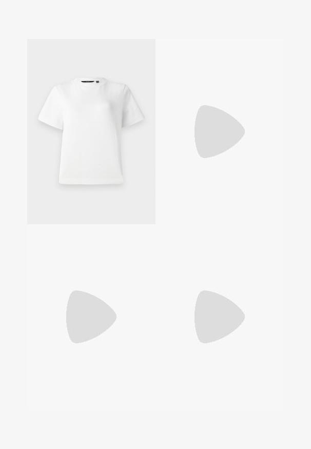 White short-sleeve T-shirt made of smooth cotton fabric, featuring a crew neckline and a relaxed fit with stitched hems.; Knee-length A-line skirt in soft beige fabric, featuring a smooth texture and simple, unembellished design with an elastic waistband.; Black pointed-toe shoe with a mesh panel design, featuring a low heel and lace-up front. Made from a combination of leather and mesh material.; Snake-print handbag with a curved handle. Made from textured, beige and brown materials, featuring a distinctive diamond pattern.