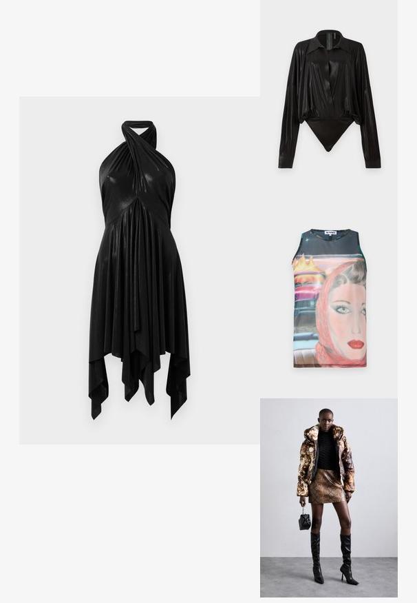 Kätsega, keha ligi riietav tank-top, millel on retro graafiline print naise näost ja vintage autost, erksates värvides ja siledast kangast.; Must tooni bodysuit pikad varrukad, V-keres ja stuudiud joontega. Valmistatud läikivast, siledast kangast, millel on konstruktsiooniga krae ja mansetid.; Must mustrabilecek riiet, millel on langev disain. Valmistatud läikivast materjalist, millel on keeratud kaelus ja asümmeetriline serv. Sujuv tekstuur.; Põuejope pruuni ja musta mustriga, kokku sobitatud pruuni madu nahast mini-seelikuga, mustade reie kõrguste saapadega ja väikese musta kotiga.; Musthave mustas mustas mustas mustas mustas mustas mustas mustas mustas mustas mustas mustas mustas mustas mustas mustas mustas mustas mustas mustas mustas mustas mustas mustas mustas mustas mustas mustas mustas mustas mustas mustas mustas mustas mustas mustas mustas mustas mustas mustas mustas mustas mustas mustas mustas mustas mustas mustas mustas mustas mustas mustas mustas mustas mustas mustas mustas mustas mustas mustas mustas mustas mustas mustas mustas mustas mustas mustas mustas mustas mustas mustas mustas mustas mustas mustas mustas mustas mustas mustas mustas mustas mustas mustas mustas mustas mustas mustas mustas mustas mustas mustas mustas mustas mustas mustas mustas mustas mustas mustas mustas mustas mustas mustas mustas mustas mustas mustas mustas mustas mustas mustas mustas mustas mustas mustas mustas mustas mustas mustas mustas mustas mustas mustas mustas mustas mustas mustas mustas mustas mustas mustas mustas mustas mustas mustas mustas mustas mustas mustas mustas mustas mustas mustas mustas mustas mustas mustas mustas mustas mustas mustas mustas mustas mustas mustas mustas mustas.