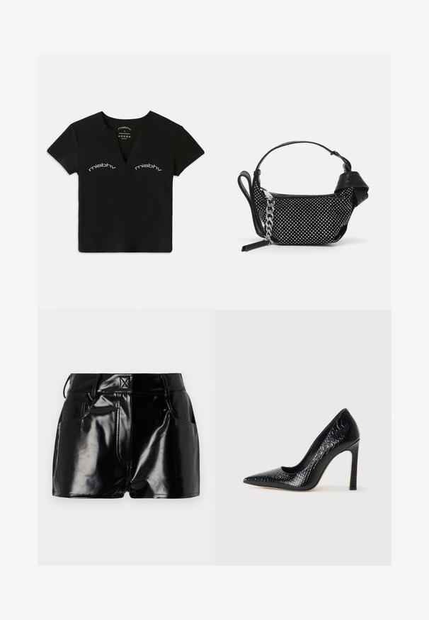 Mustard värvi lühikeste varrukate ja V-kaelusega lühike topp, millel on valge "misbhv" tekst prinditud kaks korda rinnapiha kohal.; Mustad, läikivad lühikesed püksid sünteetilisest materjalist. Omab kitsast piha, vöölõike ja esimesi taskuid, millel on silmapaistvad õmbluse detailid.; Mustan teravaotsaga kõrge kontsaga king, millel on krokodillimustriga tekstuur, stiilne disain, kõrge stilettokonts ja sile must sisesisustus.; Musthave mustas mustas mustas mustas mustas mustas mustas mustas mustas mustas mustas mustas mustas mustas mustas mustas mustas mustas mustas mustas mustas mustas mustas mustas mustas mustas mustas mustas mustas mustas mustas mustas mustas mustas mustas mustas mustas mustas mustas mustas mustas mustas mustas mustas mustas mustas mustas mustas mustas mustas mustas mustas mustas mustas mustas mustas mustas mustas mustas mustas mustas mustas mustas mustas mustas mustas mustas mustas mustas mustas mustas mustas mustas mustas mustas mustas mustas mustas mustas mustas mustas mustas mustas mustas mustas mustas mustas mustas mustas mustas mustas mustas mustas mustas mustas mustas mustas mustas mustas mustas mustas mustas mustas mustas mustas mustas mustas mustas mustas mustas mustas mustas mustas mustas mustas mustas mustas mustas mustas mustas mustas mustas mustas mustas mustas mustas mustas mustas mustas mustas mustas mustas mustas mustas mustas mustas mustas mustas mustas mustas mustas mustas mustas mustas mustas mustas mustas mustas mustas mustas mustas mustas mustas mustas mustas mustas mustas mustas.