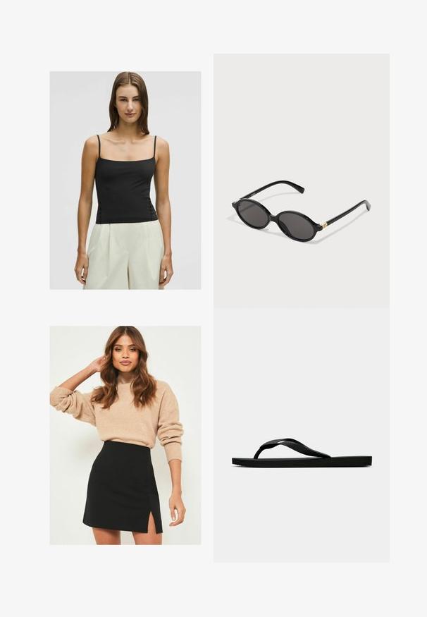 Must musta rihmaga ülemineku ja tiheda siluetikaga, mis on valmistatud siledast ja kergest kangast. Kombineeritud heledate, laia säärega pükstega.; Beežist kudumistükk, millel on ribitud varrukad, on kombineeritud musta mini seeliku ja külglohkuga. Riietus omab vabalt voolavat, kuid samas figuuri rõhutavat siluetti.; Musta kummist suss, millel on tekstuuriga eraldi sõrmeosa ja lihtne lame tald, kuva külgvaates üheltoonilise heleda tausta ees.; Must have must-haves must have must haves must have must haves must have must haves must have must haves must have must have must haves must have must haves must have must haves must have must haves must have must haves must have must haves must haves must have must haves must have must haves must have must haves must have must haves must have must haves must have must haves must have must haves must have