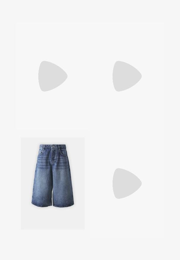 T-shirt di cotone viola chiaro con colletto rotondo, maniche corte e la parola "DICKIES" ricamata in viola scuro sul petto.; Shorts in denim con un gradiente di blu chiaro a blu scuro, con un classico design a cinque tasche, rifiniti con una chiusura a bottone e gambe larghe.; Scarpe sportive beige con sovrapposizioni in mesh e materiale sintetico, dotate di una superficie testurizzata, colletto imbottito e ammortizzazione "ABZORB" nel tallone.; Orecchini a cerchio in argento con una finitura liscia e lucida. Forma rotonda e chiusura a scatto sicura. Design leggero adatto per l'uso quotidiano.