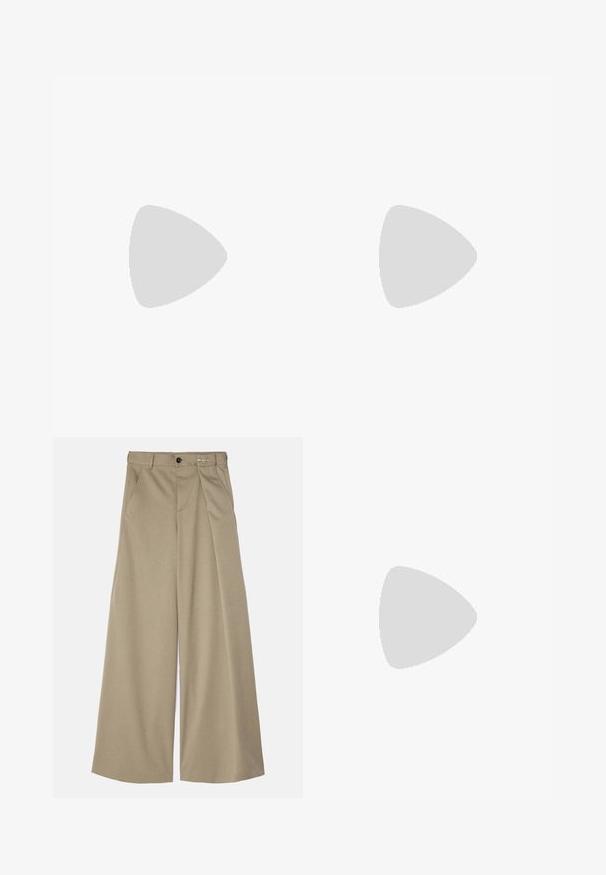 Long-sleeve shirt in off-white fabric with a black crew neckline and cuff accents. Soft texture, fitted design with a smooth finish.; MM6 Maison Margiela PANTS - Trousers - bus green; Blue and purple animal print maxi dress with thin straps, a fitted bodice, flared hem, and sheer overlay detailing.; Ree Projects ANN - Handbag - beige