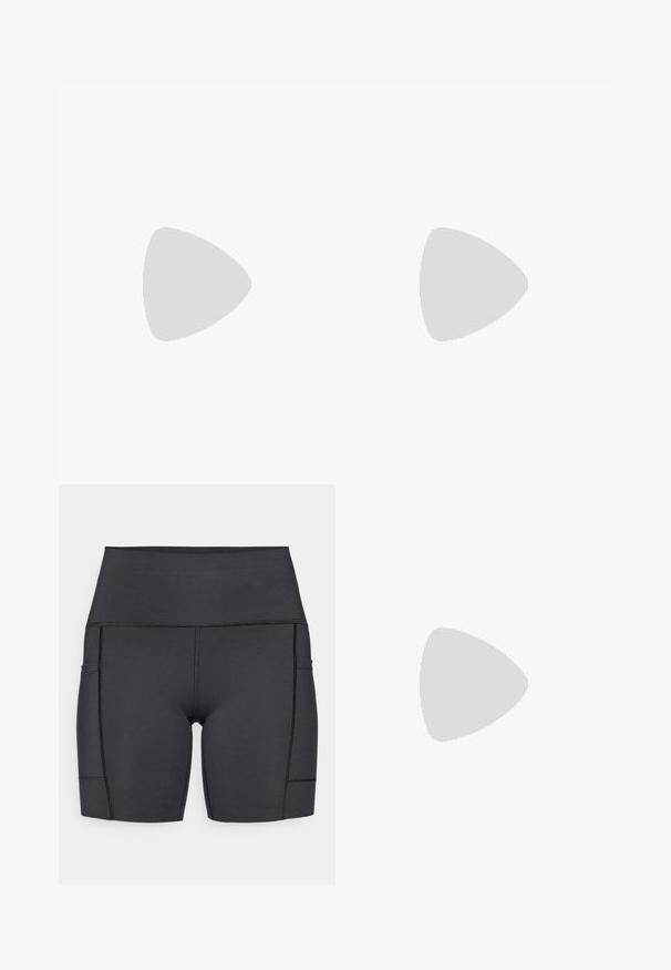 Sarkans īsām piedurknēm T-kreklis, izgatavots no gaisa caurlaidīga auduma. Tam ir apaļa apkakle un logo augšējā kreisajā pusē. Gluda, viegla tekstūra.; Melni augstās jostas šorti, izgatavoti no elastīga auduma, ar sānu kabatām, gludām šuvēm un gludu tekstūru, kas nodrošina komfortu aktivitāšu laikā.; Skriešanas apavi ar krēmveida augšdaļu, rozā akcentiem un pelēkiem elementiem. Iezīmējas ar biezām zolēm ar teksturētu virsmu un izteiktu logo.; Sporta saulesbrilles ar izturīgu melnu un rozā dizainu, kurām ir bezrāmju forma un skaidri, nedaudz tonēti lēcas. Iekļauti gumijas akcenti.