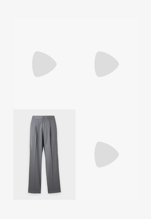 Hvit bomull t-skjorte med korte ermer som har et lite svart og neongrønt rundt grafisk design på brystet som viser et smilende ansikt.; Grå skreddersydde bukser med rette ben, som har frontfolder, beltehemper og en glatt tekstur.; Hvite og svarte joggesko med en glatt læroverdel, teksturerte detaljer og en kraftig hvit såle. Har en klassisk snøring.; Svart tekstil hofteveske med en buet form, som har en glidelås hovedrom og en frontlomme, med preget merkeetikett på forsiden.