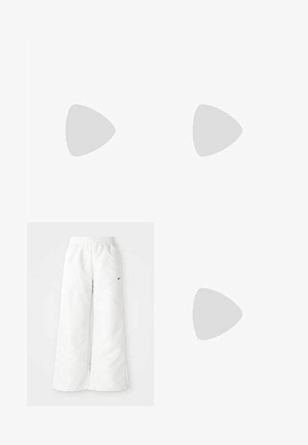 Camiseta de algodón rosa con cuello redondo, mangas cortas y un pequeño logo bordado en el pecho. Textura suave, ajuste casual.; Pantalones deportivos blancos de diseño de pierna ancha, con cintura elástica y un pequeño logo negro de Nike en el lado izquierdo. Material suave y ligero.; Zapatillas deportivas negras con superposiciones de malla y sintético, suela texturizada, combinadas con pantalones de chándal verdes con puños elásticos, sobre una superficie amarilla.; Gafas de sol en carey marrón con forma rectangular, lentes marrones oscuros y la marca "vogue" en dorado en las patillas.