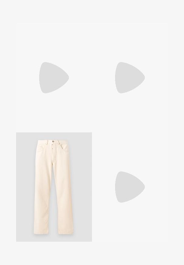 White cotton t-shirt featuring colorful graphics, including a lion, shields, and text. Loose fit with short sleeves. Accents in red and blue.; Light beige denim jeans with a straight-leg design, five pockets, and a front button closure. Stitching visible along seams.; Beige retro sneakers with brown rubber sole, featuring striped accents and embroidered logos. Worn with white socks, striped brown detail.; Yellow-tinted sunglasses with a translucent gold frame, slim rectangular shape, and angular arms with light green accents.