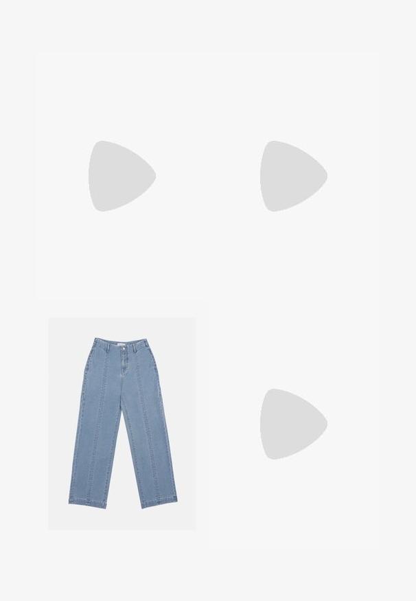 Tricou de culoare albastru marin, cu mânecă scurtă, realizat din bumbac moale. Are un guler rotund și un mic logo imprimat pe piept. Croială casual.; Blugi largi de culoare albastru deschis, confecționați din denim. Au o talie înaltă, închidere cu nasture și cusături vizibile. Nu sunt vizibile buzunare pe față.; Botă de cowboy din piele maro cu vârf ascuțit, cu modele brodate în spirală pe tambur și un toc bloc stratificat. Are o bucată pentru prindere pentru a fi îmbrăcată ușor.; Geantă din suede maro cu un design plisat, având o curea din piele bej și un detaliu subtil cu logo auriu în partea din față.