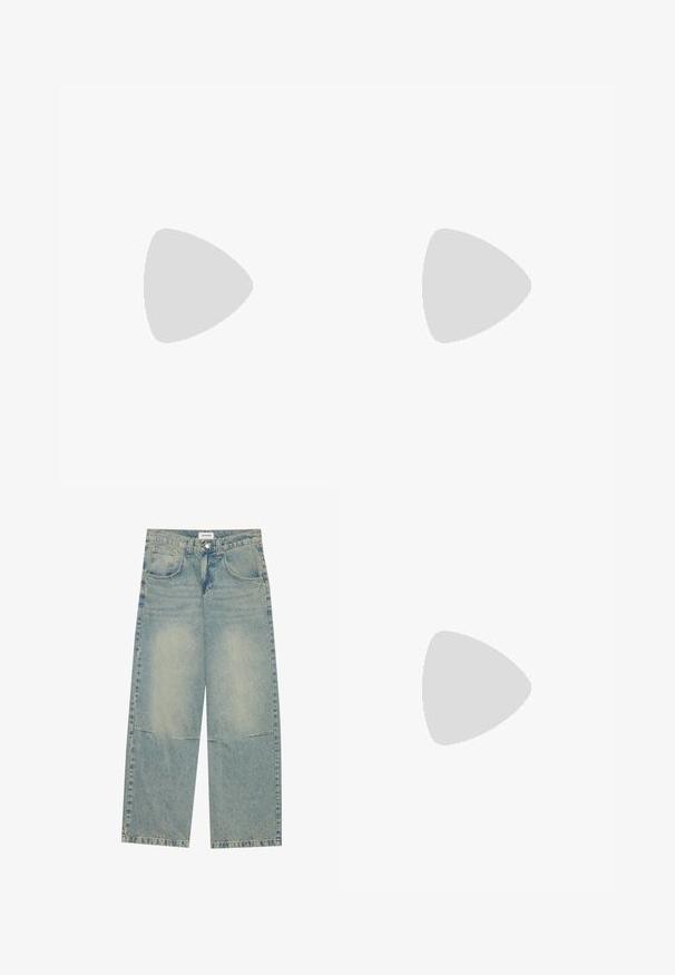 Levi's® VINTAGE FIT GRAPHIC - T-shirts print - white; Lyseblå vidbenede jeans lavet af denim, med to forlommer, knaplukning og en falmet vask med synlige sømme.; Sorte lædermilitære støvler med en kraftig, rillede sål, snørebånd fortil og en lynlås på siden, med en fremhævet trækflap.; Solsikker med en slank, sølvmetalramme, gråtonede linser og et aerodynamisk design med spidse kanter og tynde arme.