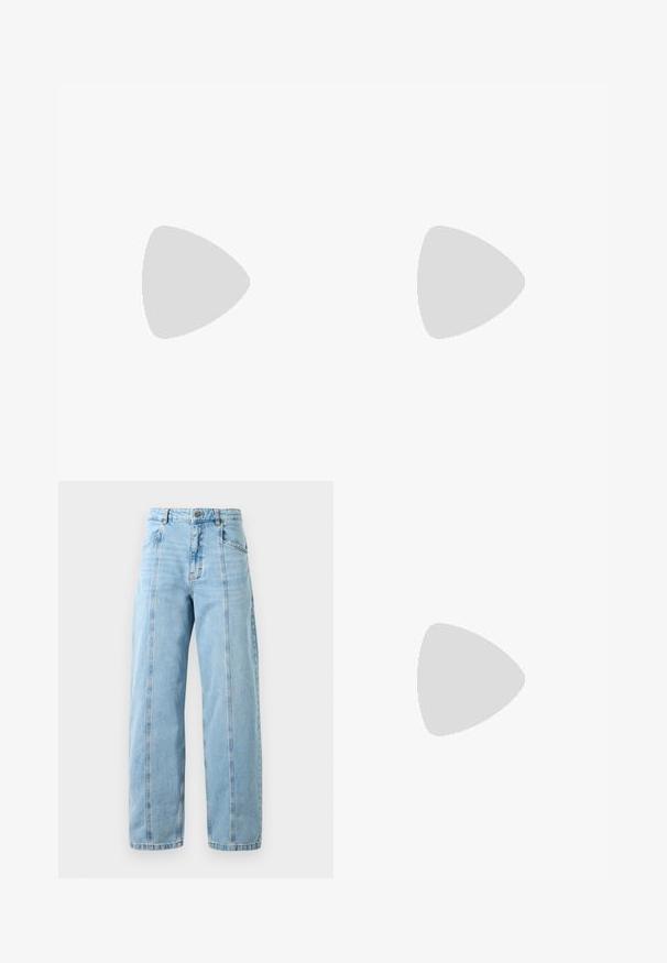 White long-sleeve shirt with a scalloped red neckline. Features a small green and red strawberry embroidery on the front.; Light blue high-waist straight-leg jeans with front seams, side pockets, belt loops, and a metal button closure.; Dark burgundy patent leather loafer with textured finish, low block heel, and classic penny strap detailing, shown from the side.; Brown suede hobo bag with a curved leather strap, featuring a zip closure and smooth finish. The bag has a spacious, structured shape.