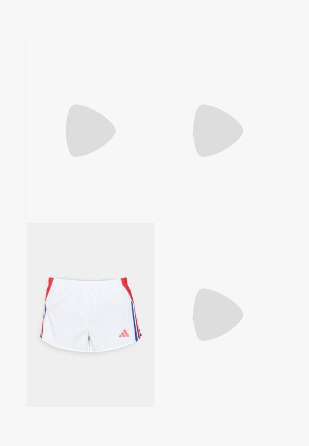 Lillekirjaga spordirinnahoidja, millel on mitmevärviline disain, valdavalt roosa, apelsini- ja lilla lehemustriga. Valmistatud venivast kangast.; Valged spordilühikesed püksid punaste külgpaneelidega, millel on sinised triibud. Elastne vöökoht ja logo vasakul all nurgas. Sile kangastekstuuri.; Valged sportlikud jalanõud mustade diagonaalsete triipudega, võrkkattega, ümarate varvastega ja tekstuurse tallaga. Aktsentideks on hõbedane kand ja minimalistlik disain.; Valged ristkülikukujulised Oakley prillid tumedate läätsedega, puhkavad valgel pinnal, logo nähtav küljelt.