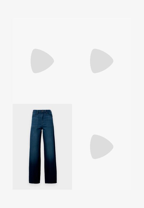 Camiseta de algodón roja con cuello redondo y mangas cortas, con la palabra "GAP" impresa en letras blancas en negrita a través del pecho.; Vaqueros de pierna ancha en azul fabricados con denim, con una cintura alta, dos bolsillos frontales y una textura suave con un acabado en lavado oscuro.; Zapatilla de cuero blanco con caja de dedos perforada, suela texturizada y cordones blancos, combinada con pantalones rojos amplios y un fondo azul y amarillo.; Aretes de aro de oro con un acabado suave y brillante. Diseño circular que presenta un pequeño post y un respaldo transparente para un uso seguro.