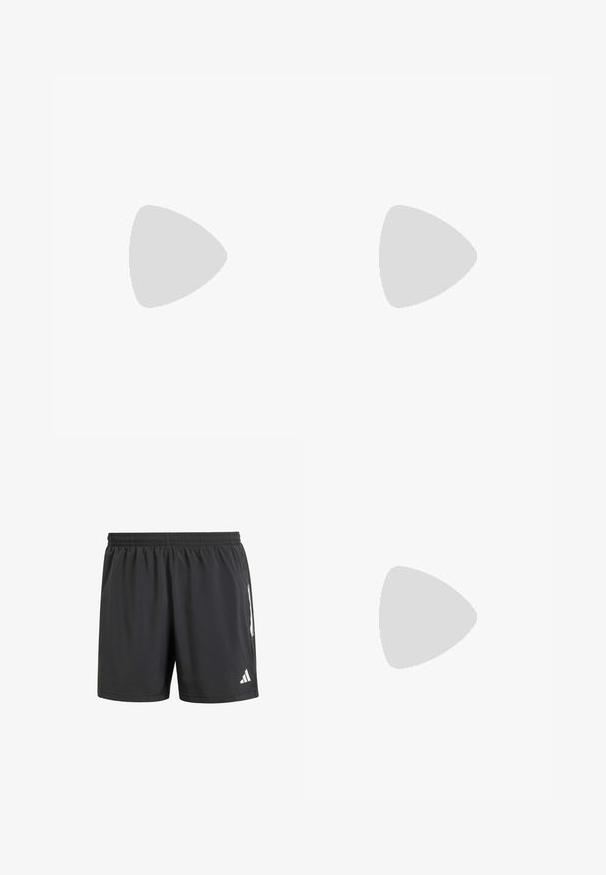 Vaaleanvihreä pitkähihainen urheilupaita, jossa on korkea kaulus. Paidassa on valkoinen logo ja heijastavat yksityiskohdat hihansuissa. Materiaali on teksturoitua ja hengittävää.; Musta urheilushortsit, joissa on joustava vyötärö, lyhyt sisäsauma ja valkoiset logoasiset sivuilla. Valmistettu kevyestä kankaasta.; Musta urheilujalkine, jossa on valkoinen kolmonen-viivasto, sileä pinta ja ADIZERO-merkintä, jota nauhoittaa käsi, jossa on sormuksia.; Valkoiset muoviset aurinkolasit suurilla soikeilla linsseillä, harmaasävyiset. Varusteena mustat korvavarret ja pieni logo kehyksessä. Sileä pinta.