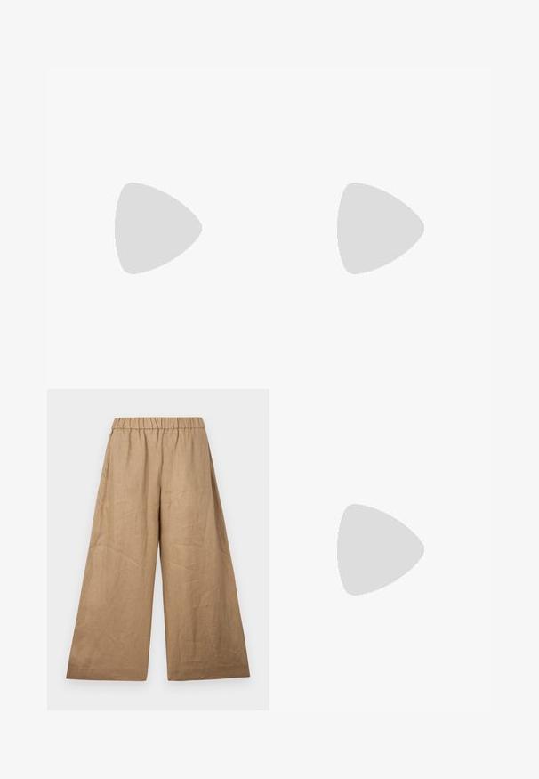 Top sem mangas de cetim castanho com decote arredondado, textura suave e ajuste justo, projetado para uma silhueta streamlined.; Calças de linho de perna larga numa tonalidade castanha clara, com uma cintura elástica franzida e um acabamento suave e texturizado.; Sandal de salto alto em camurça castanho, apresentando uma tira fina no tornozelo com fivela dourada, bico aberto e um design elegante e minimalista.; Bolsa de pele de leopardo feita de camurça, com uma alça curta, uma correia de corrente e um fecho de metal preto. Forma retangular com fecho de aba.