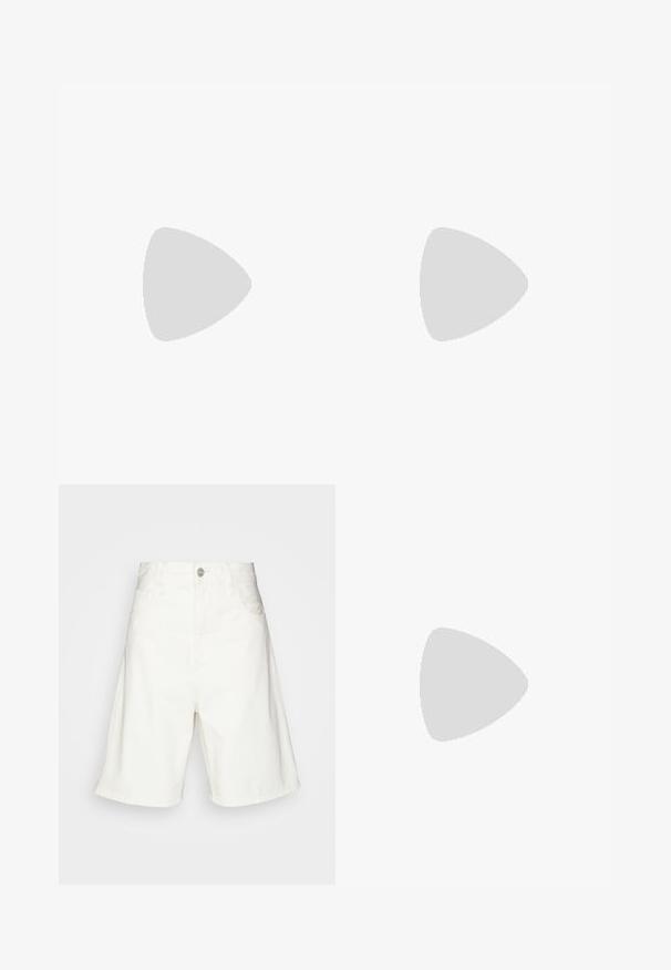 Beige bomulls t-shirt med avspänt snitt, rund hals, korta ärmar och en liten fyrkantig logotypapplikation på vänster bröst.; Vita denimshorts med hög midja, med knäppning framtill, två sidfickor och avslappnad passform. Slät textur utan synliga mönster.; Sneakers med övre i krämfärgad läder, ljusblå ränder och persikoaccenter. Har en strukturerad brun gummisula och en minimalistisk design.; Bruna sköldpaddsformade glasögon med ovala linser, tunna skalmar och transparanta detaljer. Innehåller en diskret logotyp på bågen. Snygg, lätt design.