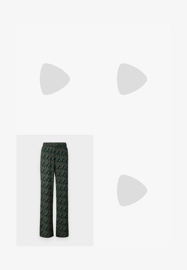 Even&Odd THIN STRAPPED BODYSUIT - Débardeur - black; Pantalons larges en tissu vert foncé avec un motif multicolore complexe. Dotés d'une taille élastique pour plus de confort.; Even&Odd Chaussons - black; Even&Odd 3 PACK - Lunettes de soleil - black/white/pink; Even&Odd HOBO - Cabas - black; Design de boucles d'oreilles en argent tressé avec de délicates courbes, featuring des petits strass transparents le long de la surface. Fermoir à puce pour un port sécurisé.