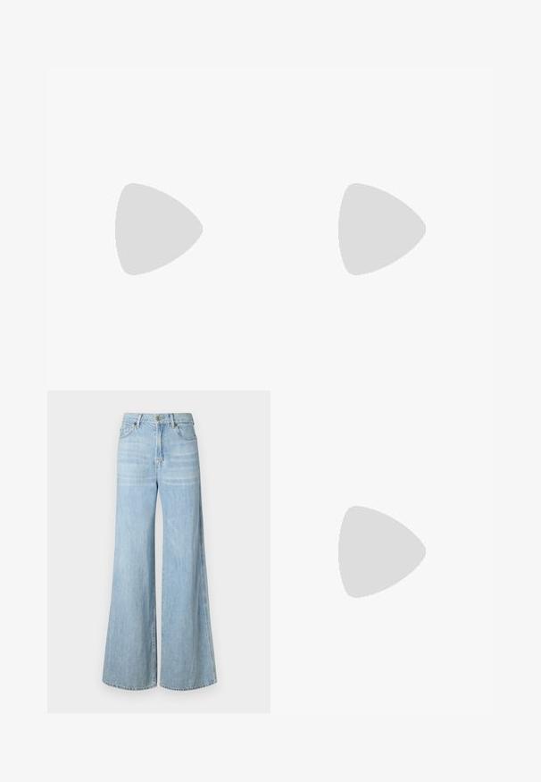 Brauner Langarm-Body mit rundem Ausschnitt und gerafftem Brustdesign. Hergestellt aus glattem Stoff, mit einem Tanga-Boden und kleinem Logo-Tag.; Helle blaue weite Jeans aus Denim, mit hoher Taille, Fronttaschen und einem klassischen Knopf- und Reißverschluss.; Braune Ledersandale mit dünnem Riemendesign, ausgestattet mit einer goldfarbenen Schnalle und einer flachen schwarzen Sohle mit Zickzackkante.; Schwarze Leder-Umhängetasche in Halbmondform, mit strukturiertem Oberflächen, goldfarbenem Reißverschluss und flachem Trageriemen. Kompakte Ausführung, die für die wichtigsten Dinge geeignet ist.