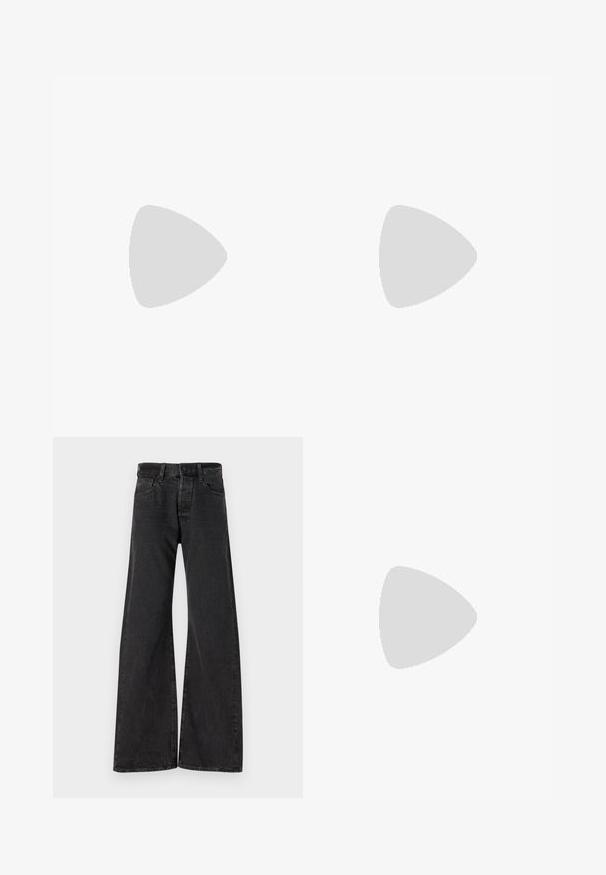GAP CREW - Maglietta a manica lunga - grey; Jeans neri a gamba larga realizzati in denim. Presentano una chiusura con bottone, passanti per cintura e due tasche frontali. Sulla stoffa è visibile una leggera texture.; Stivaletti in pelle nera alla caviglia con punta rotonda, lace-up frontale e suola in gomma spessa con battistrada textured. Tassello sul retro.; Orecchini a cerchio in argento con un design minimalista. Forma circolare, superficie liscia e profilo sottile. Leggeri con una finitura lucida.