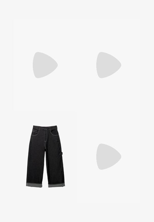 Bershka BUTTONS - Top - black; Schwarze Denim-Hosen mit weitem Beinschnitt und umgeschlagenen Säumen, kontrastierendem grauen Nähten, Fronttaschen und einem Knopfverschluss. Sie bieten einen lockeren Sitz.; Converse CHUCK 70 - Sneaker high - black; Urban Classics BANDANA 3 PACK UNISEX - Tuch - black/yellow/white