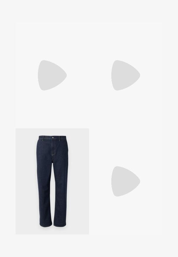 Black long-sleeve top made of sheer, lightweight fabric; features a round neckline and fitted silhouette. Smooth texture, minimal detailing.; Dark blue denim jeans with a straight leg design, featuring a zip fly, front pockets, and visible stitching in a contrasting color.; Black patent leather loafers with a low block heel, featuring a stitched design and gold-toned decorative accents on the upper.; Blue patterned handbag made of fabric, featuring a curved shape, black leather strap, and logo design in a lighter shade.